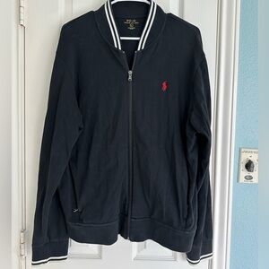 Polo Ralph Lauren Full Zip Cotton Track Jacket in Size Large in Black